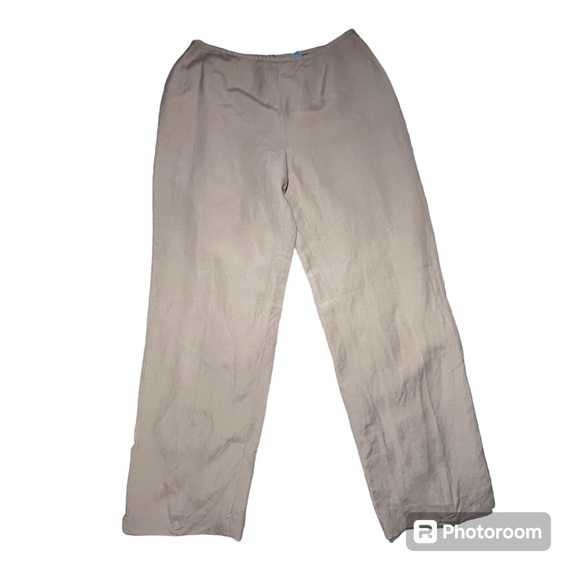 Kasper Linen Dress Pants Slacks Women's Sz 8 Lining Flat front tan beige work 8 - Picture 2 of 7